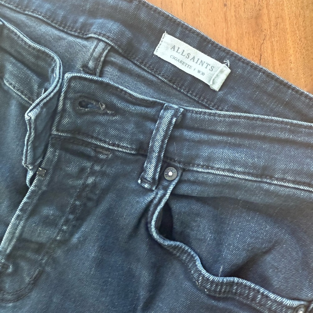 Men's Indigo All Saints Cigarette jeans - Picture 3 of 5